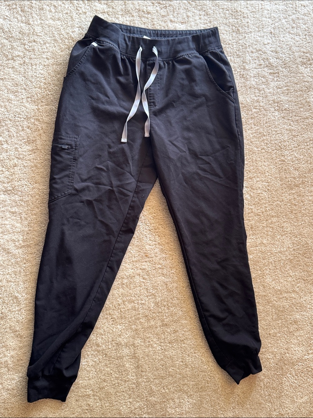 Figs Black Drawstring Track Joggers